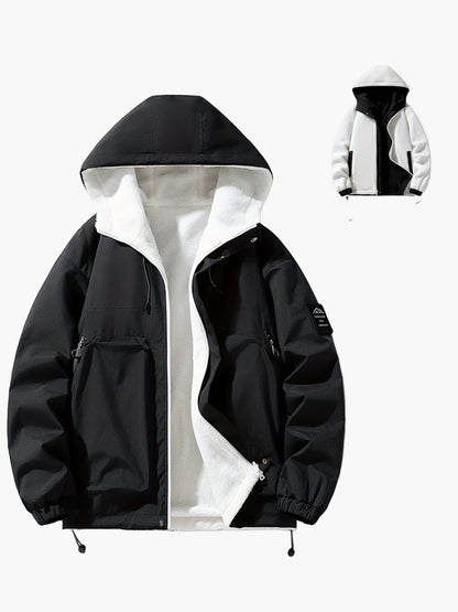 Herr Vind- och Vattentät Vinterjacka med Huva, Fodrad, Fritidsstil
