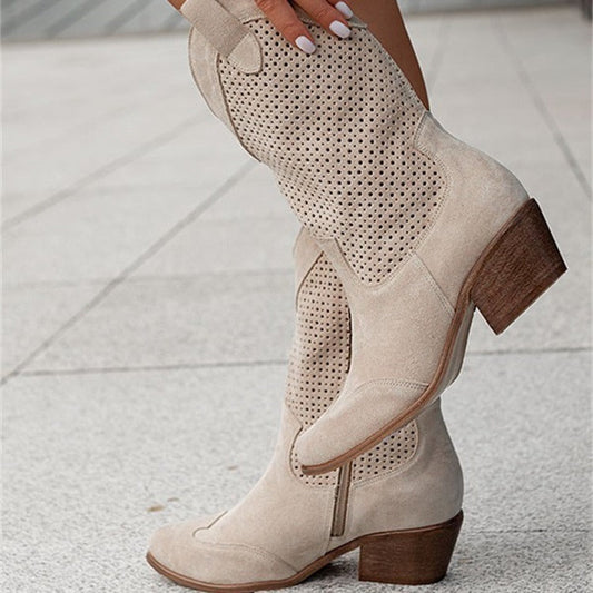 Susan – Mid-heel Boots i Bränd Suede