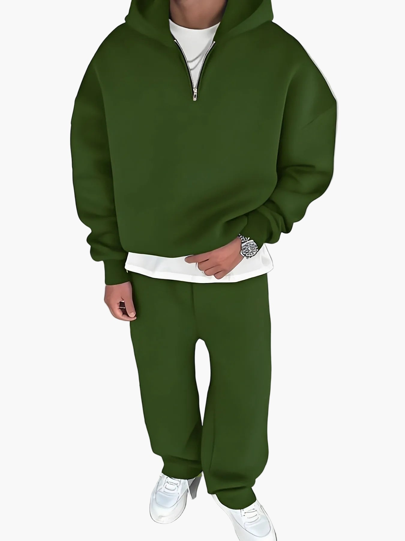 Herr Joggingdräkt med Huva – Avslappnad Streetwear Set för Höst och Vinter
