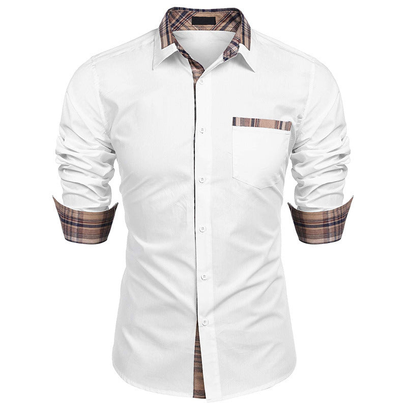 Herrskjorta Slim Fit Business Casual med Rutiga Detaljer – Långärmad, Modern Stil