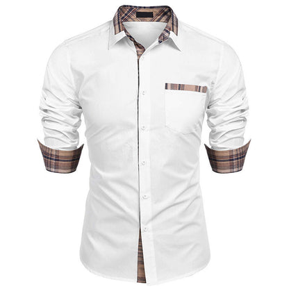 Herrskjorta Slim Fit Business Casual med Rutiga Detaljer – Långärmad, Modern Stil