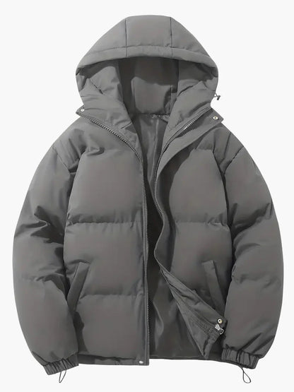 Herr Vinter Pufferjacka med Huva – Klassisk Stil & Optimal Värme för Kallt Väder