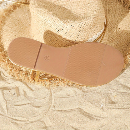 Dam Sandaler Gladiator Spetsiga Remmar Elegant Sommar Strandmode