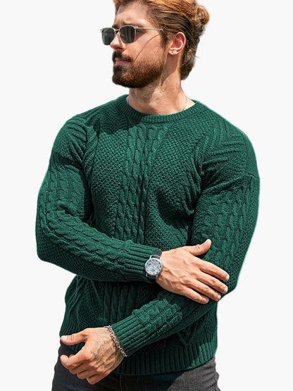 Herrstickad Tröja – Elegant Kabelstickad Pullover för Höst och Vinter – Avslappnad Stil