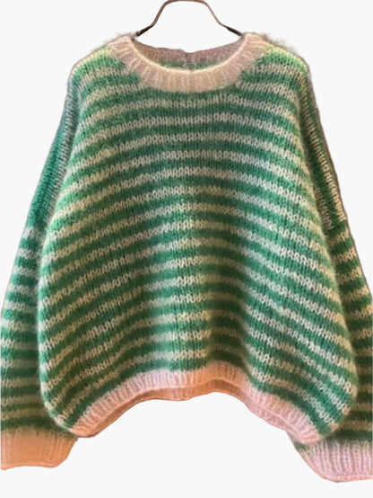 Dam Tröja Stickad Oversize Randig Höst/Vinter Mode