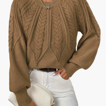 Damstickad Elegant Tröja med Kabelmönster för Vardag och Kontor