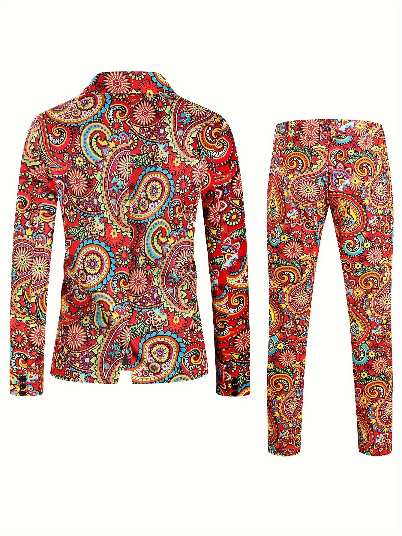 Herrkostym Tvådelad Paisley Mönstrad Festkostym – Modern och Unik Stil för Särskilda Tillfällen