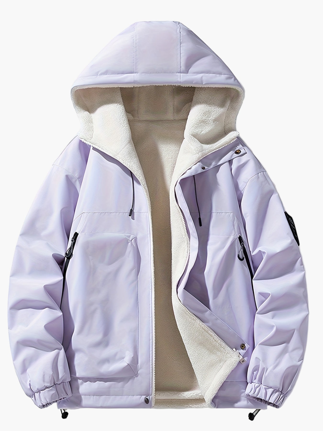 Herr Vind- och Vattentät Vinterjacka med Huva, Fodrad, Fritidsstil