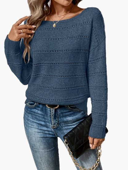 Damstickad elegant tröja för höst och vinter, vardagsstil