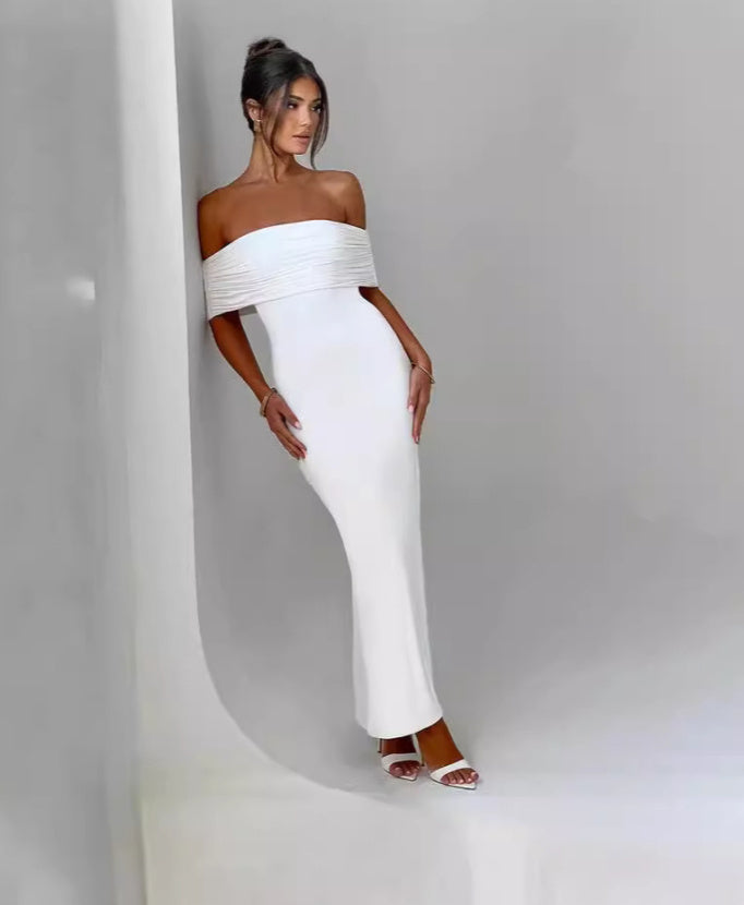 Mary – Elegant Sexig Off-shoulder Klänning utan Rygg