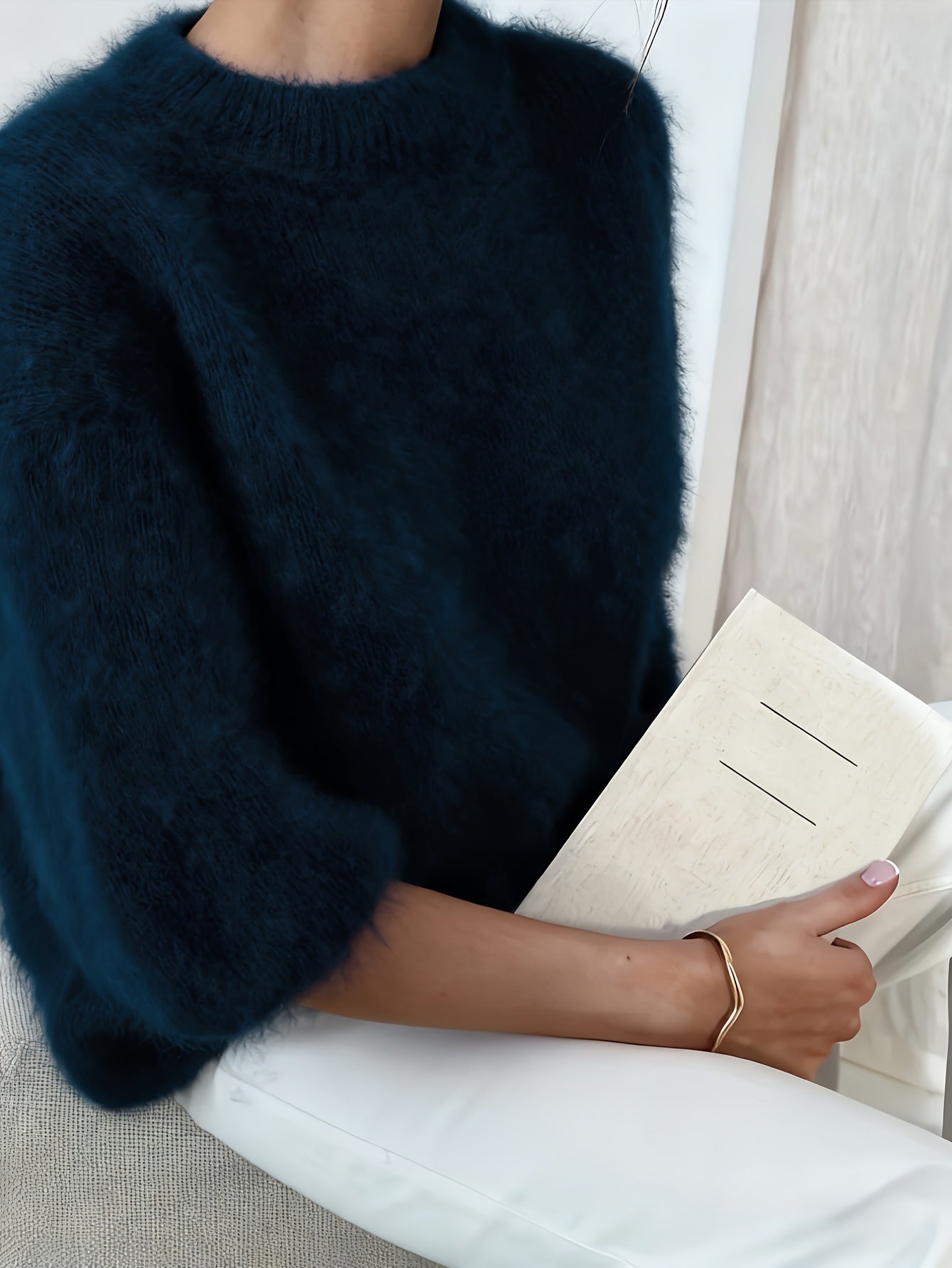 Damtröja Elegant Långärmad Oversize Stickad Höst/Vinter – Avslappnad Stil