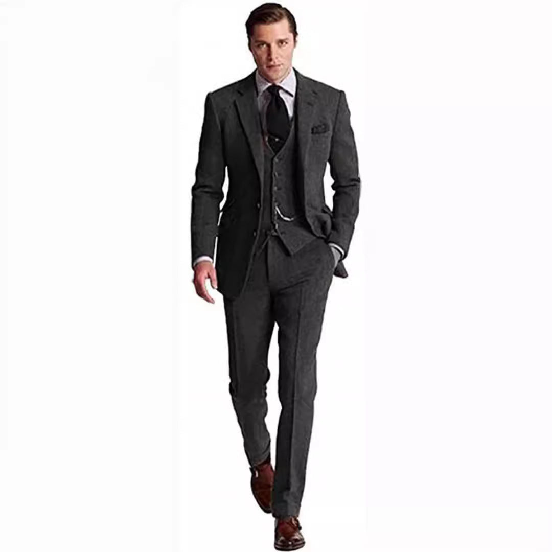 Herr Klassisk Tredelad Kostym Affär Slim Fit – Elegant Stil för Kontor och Fest