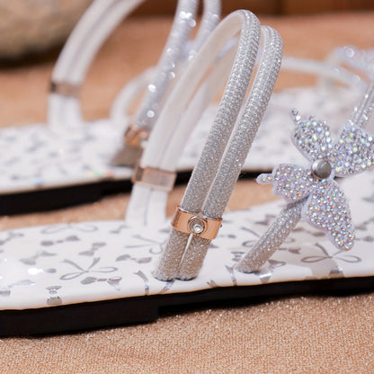 Dam Sandaler Platta Sommarskor med Strass Fjärilar Slingback Party & Vardag Elegant Stil