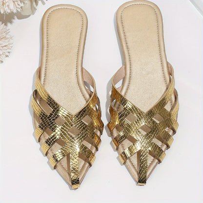 Dam Slip-in Flats för Mode och Vardag med Flätad Design och Spetsig Tå