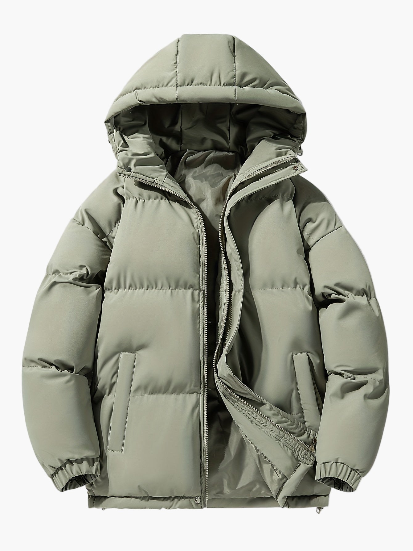 Herr vinterjacka med huva – Vadderad, avslappnad och varm ytterjacka för vardagsbruk