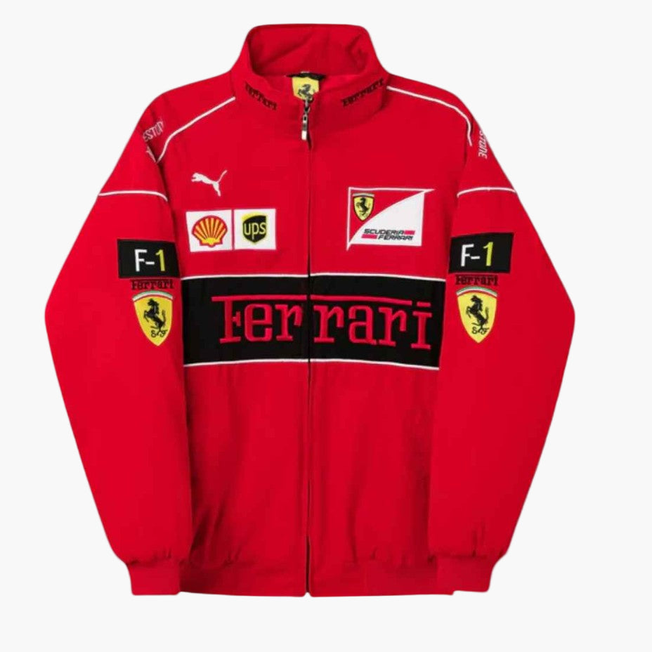 Unisex Ferrari Racingjacka Vintage Motorsportstil – Klassisk F1-Inspirerad Ytterplagg