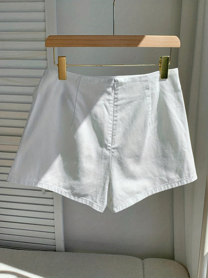 Dam Skort för Strand och Semester – Omlottstil med Knytband, Mini Kjol med Shorts