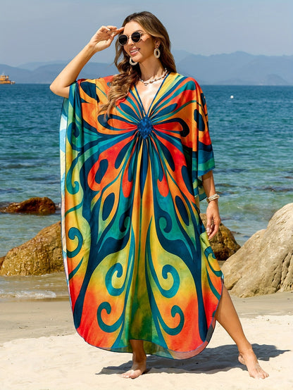 Dam Kaftan Strandklänning Boho Lång Maxiklänning Semester Omslag Strandmode