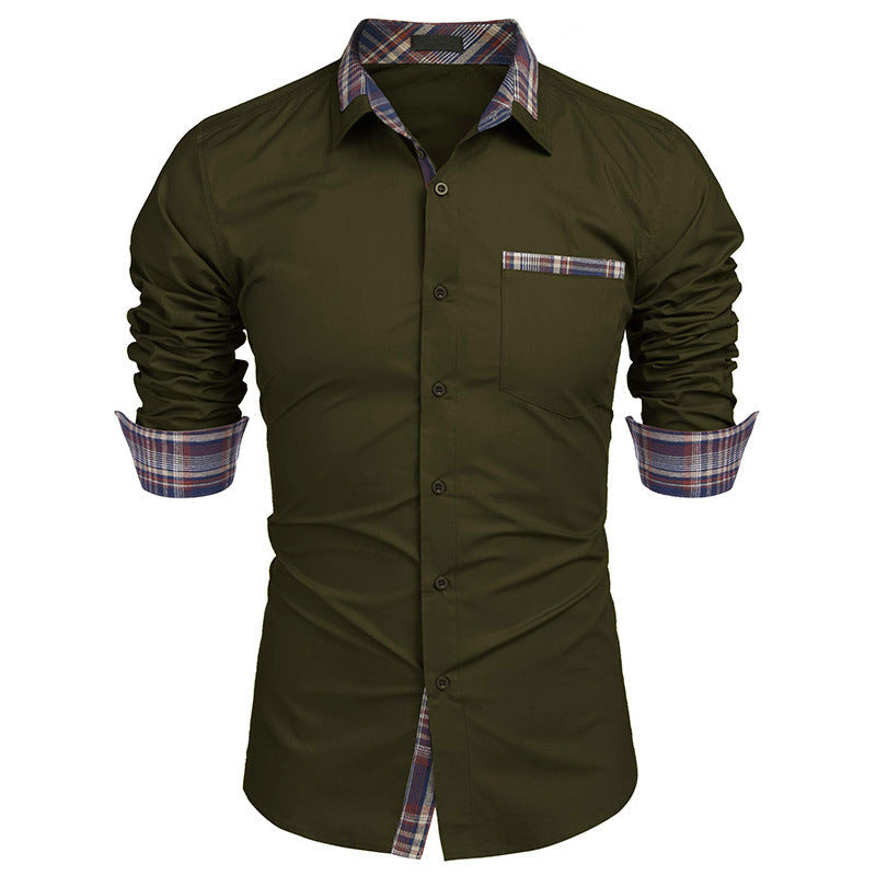 Herrskjorta Slim Fit Business Casual med Rutiga Detaljer – Långärmad, Modern Stil