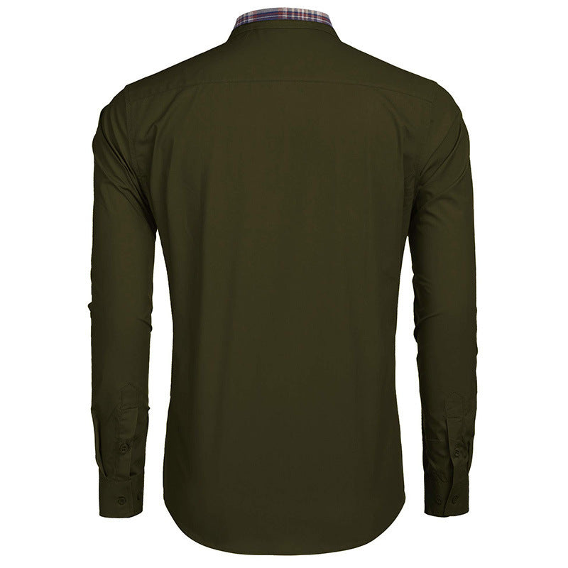 Herrskjorta Slim Fit Business Casual med Rutiga Detaljer – Långärmad, Modern Stil