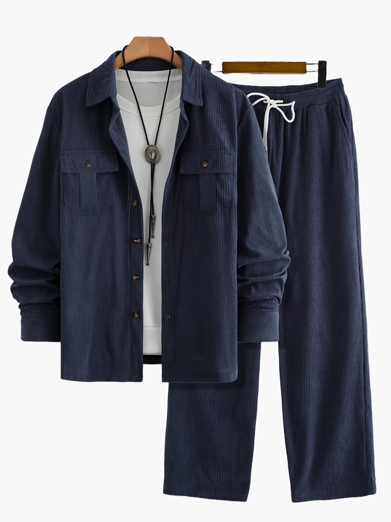 Herrarnas avslappnade set med skjortjacka och byxa – perfekt för vardag och resor