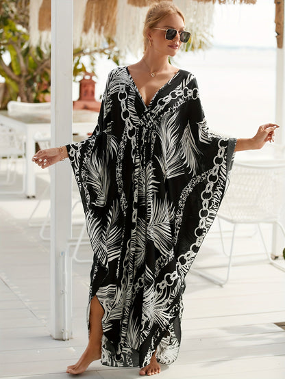 Damernas lyxiga kaftan i maxilängd för resort och strand