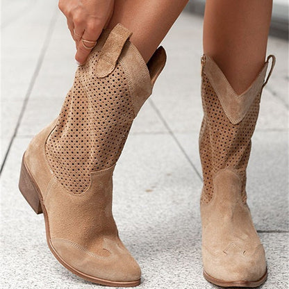 Susan – Mid-heel Boots i Bränd Suede