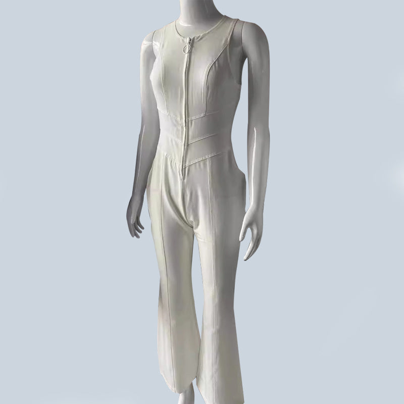 Jade – Sommar Slim Hjärtformad Rygglös Denim Jumpsuit för Kvinnor med Halterneck och Hög Midja