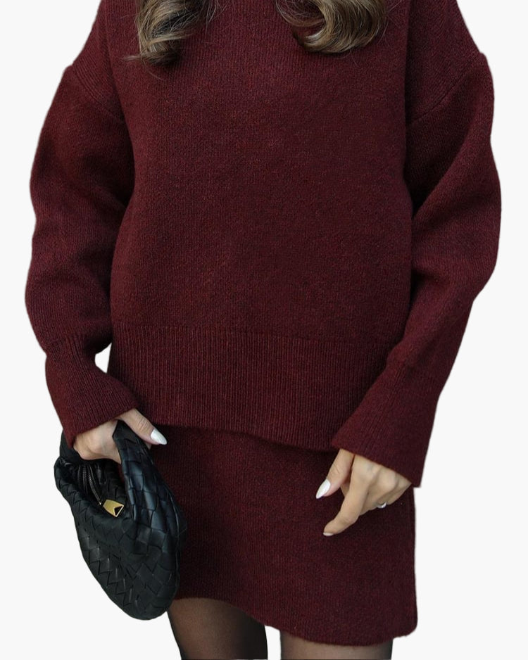 Damset – Trendigt stickat set med avslappnad passform, perfekt för höst och vinter