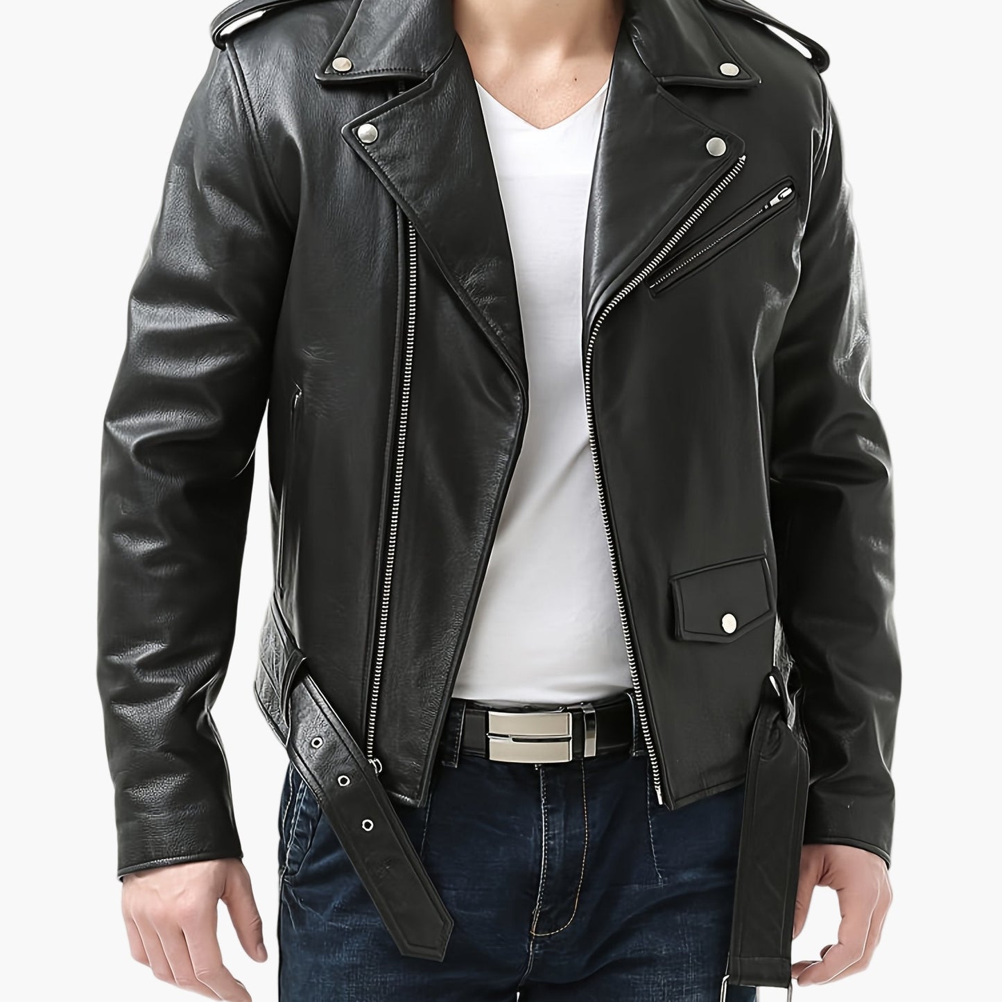 Herr Vintage Bikerjacka – Modern Streetwear Med Stil