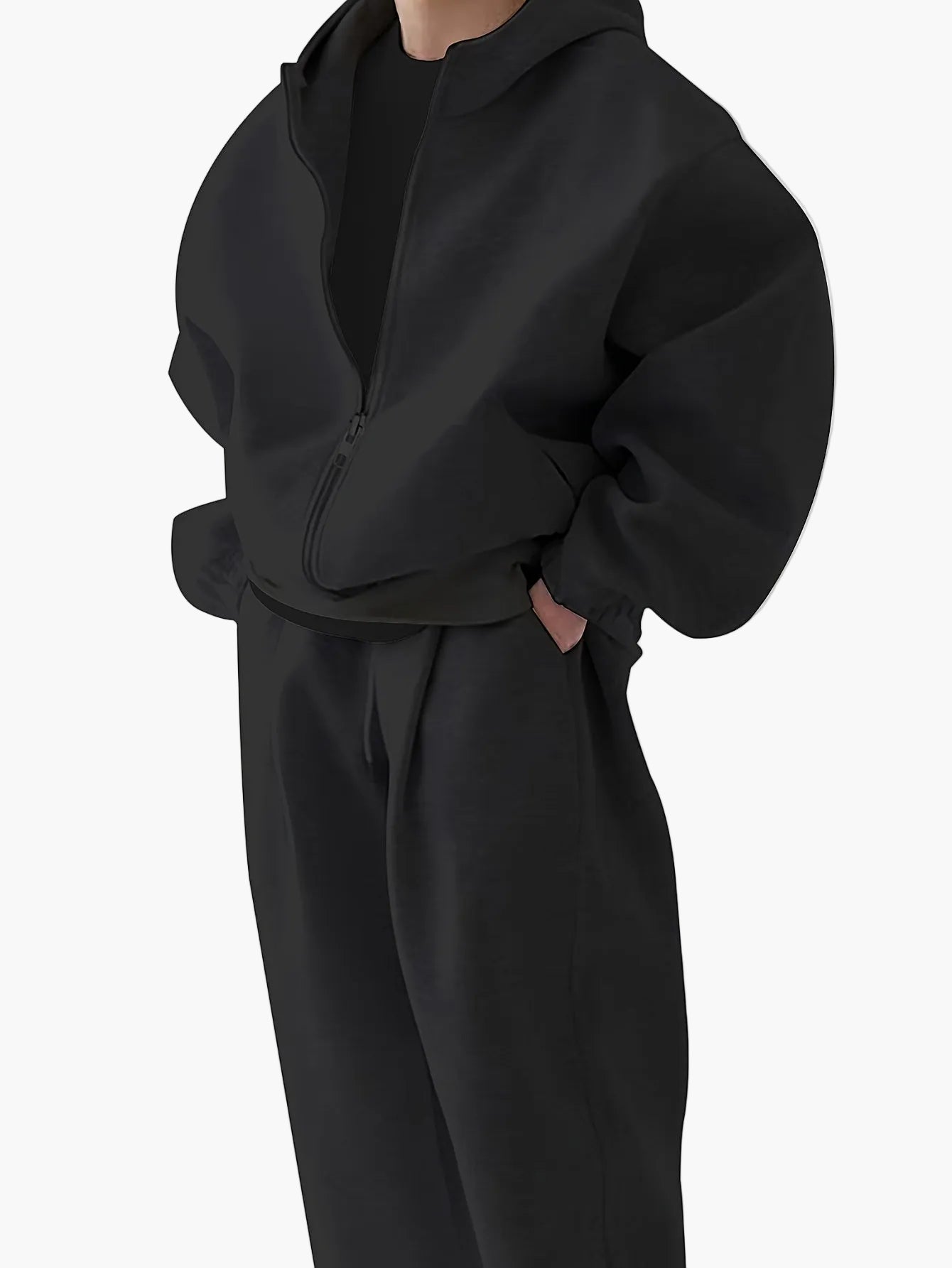 Herrarnas sportiga avslappnade set med hoodie och byxor – perfekt för träning och vardag