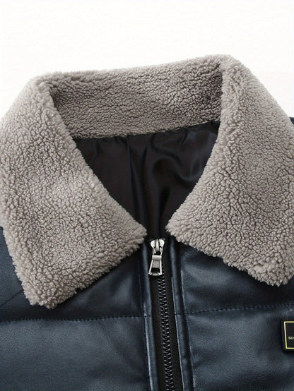 Herr Jacka – Trendig Vadderad Bomber med Pälsimitation Krage, Vardag & Casual