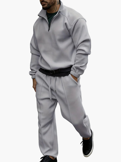 Herrarnas avslappnade träningsset med dragkedja – perfekt för vardag och fritid