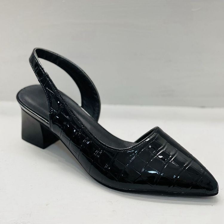 Dam Klassiska Pumps med Blockklack och Spetsig Tå – Eleganta Skor för Vardag och Fest