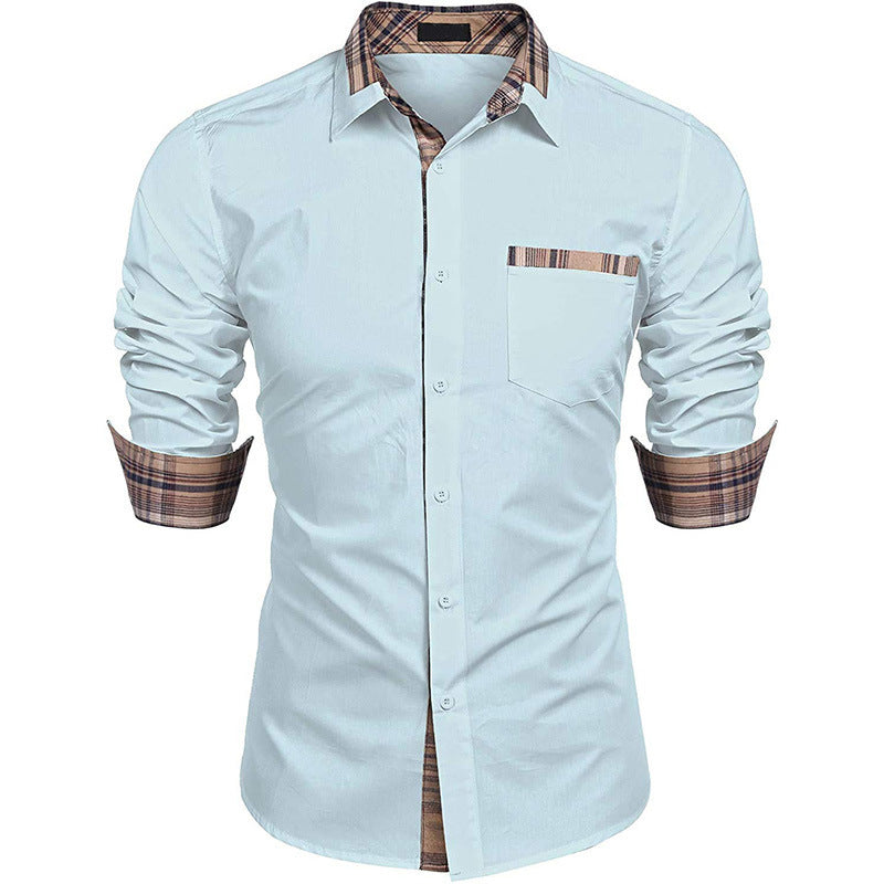 Herrskjorta Slim Fit Business Casual med Rutiga Detaljer – Långärmad, Modern Stil