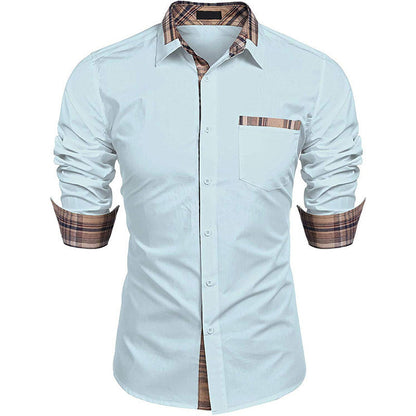 Herrskjorta Slim Fit Business Casual med Rutiga Detaljer – Långärmad, Modern Stil
