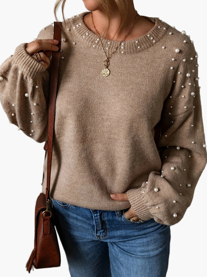 Damtröja med pärldetaljer – elegant vardagsstil och mysig passform