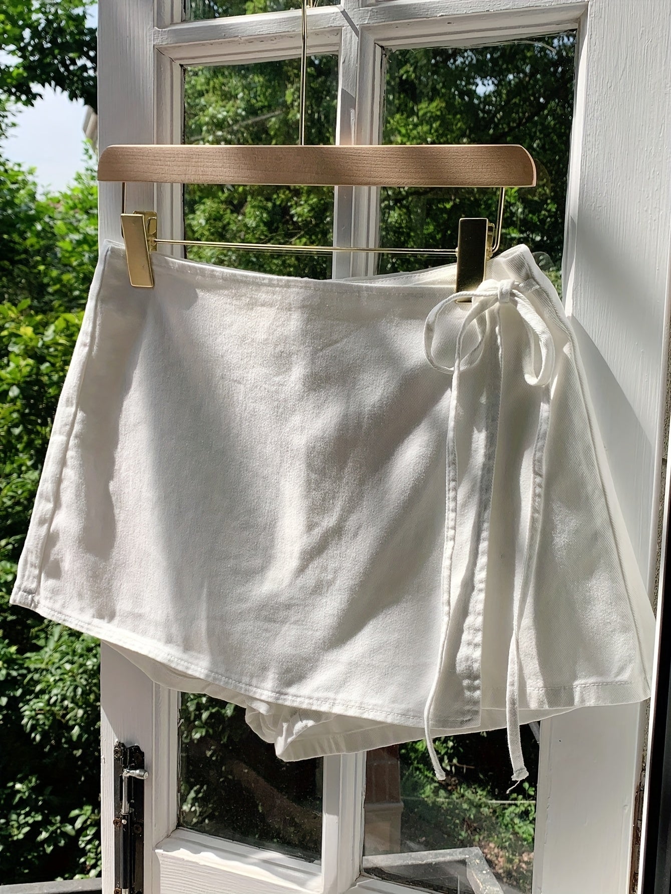 Dam Skort för Strand och Semester – Omlottstil med Knytband, Mini Kjol med Shorts