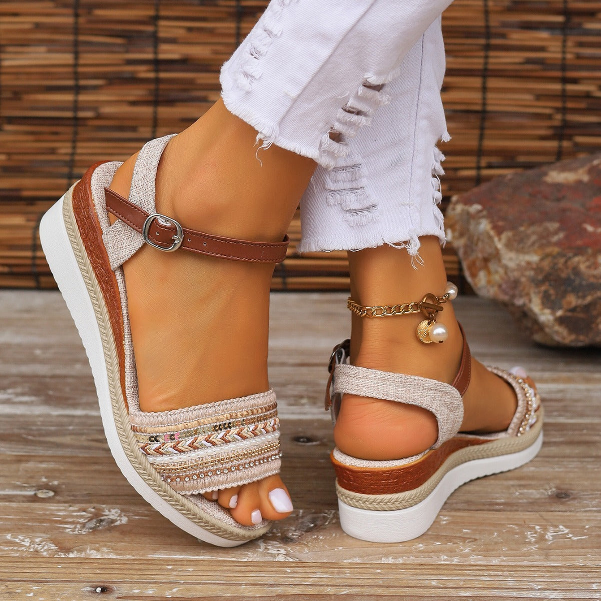 Georgina – Sandaler med tjock sål av hampasnodd
