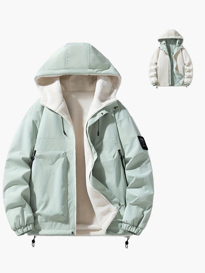 Herr Vind- och Vattentät Vinterjacka med Huva, Fodrad, Fritidsstil