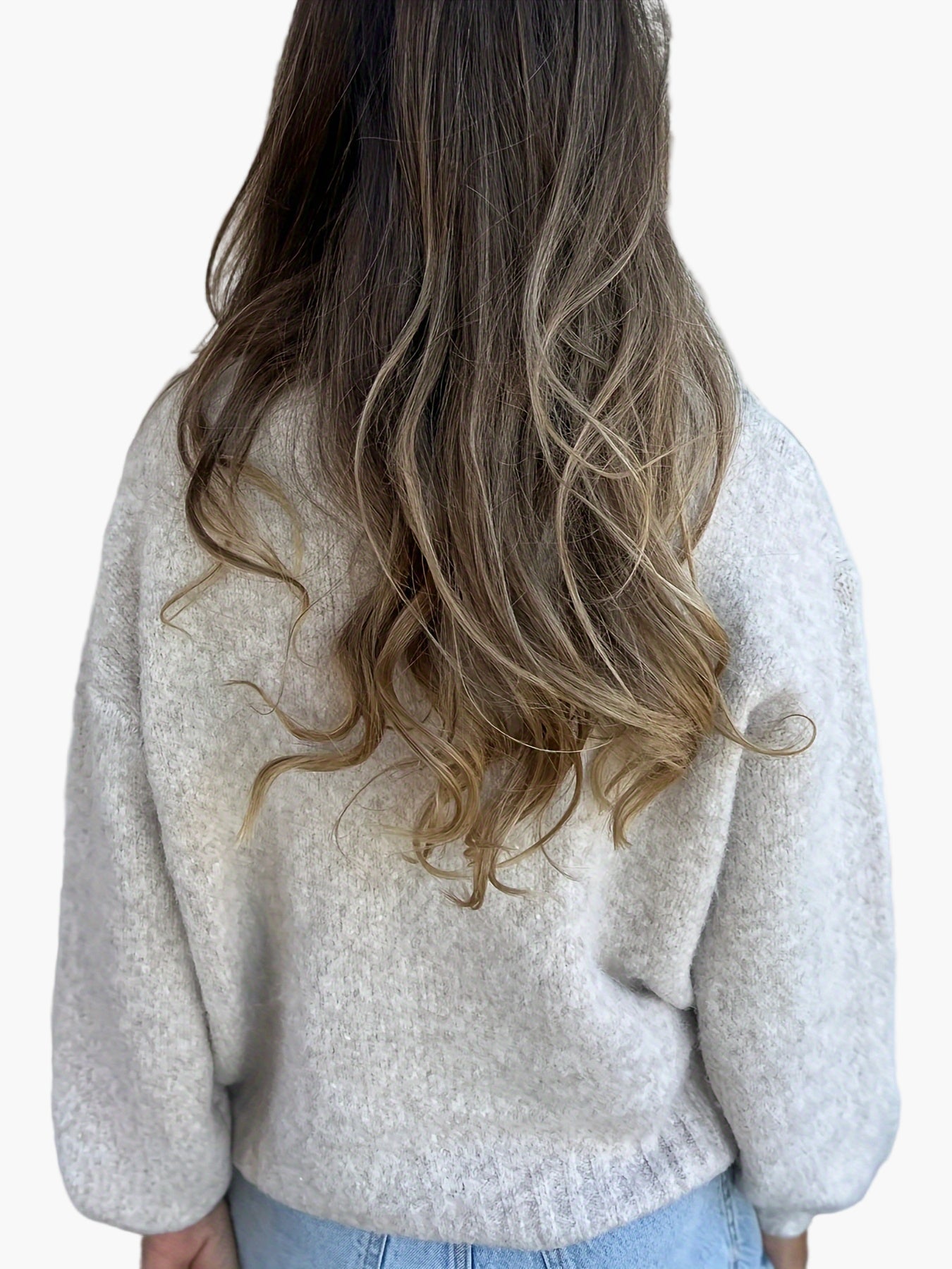 Damtröja med V-ringning och avslappnad passform för höst och vinter, elegant stil