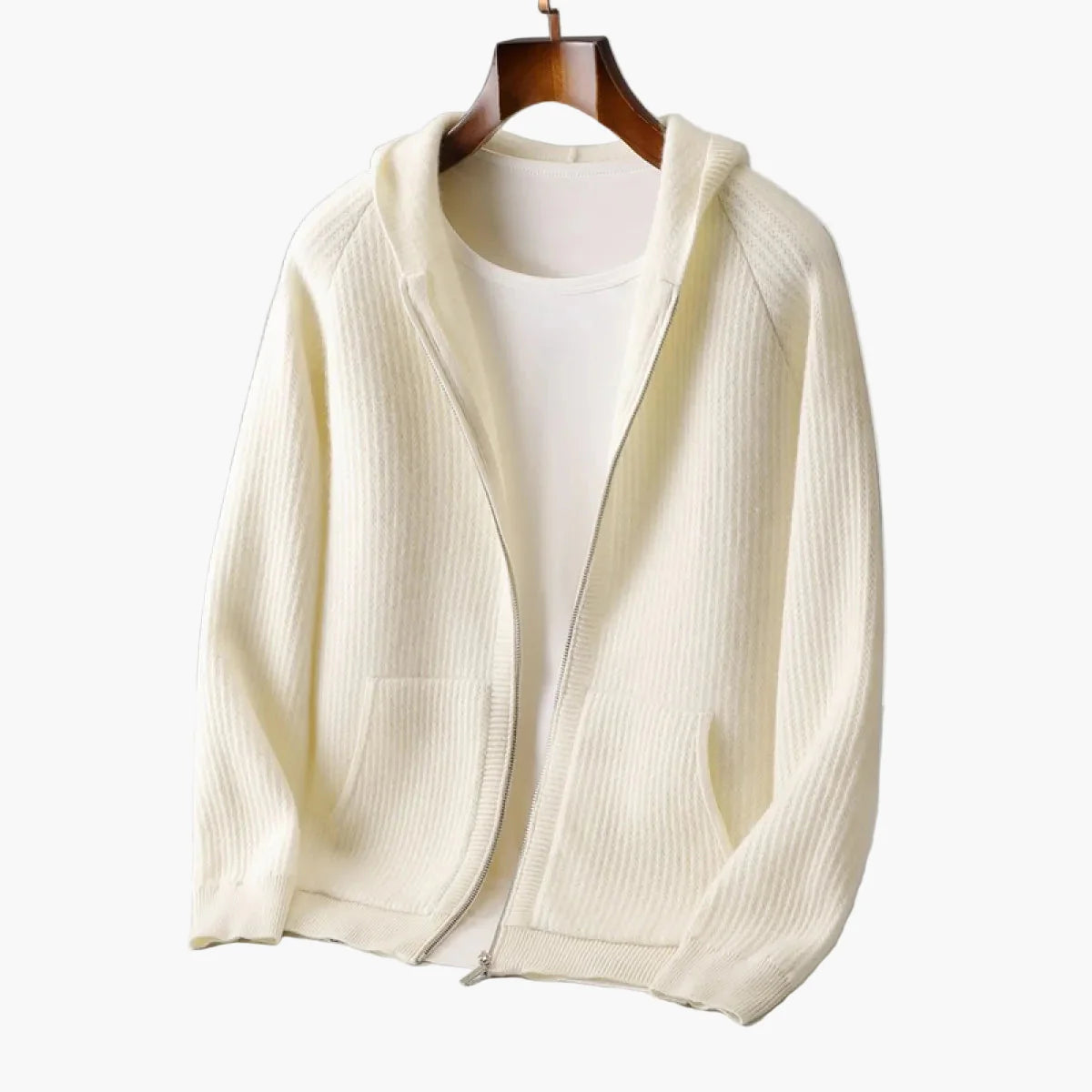 Herr Premium Hoodie – Stilren och Avslappnad Tröja med Dragkedja för Vardagsbruk