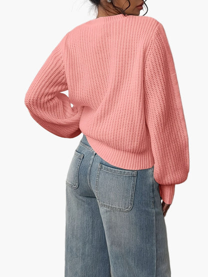 Damstickad tröja med avslappnad passform och trendig vardagsstil