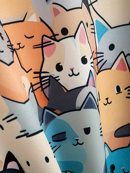 Herrskjorta med kort ärm och kattmotiv – Rolig och avslappnad stil för vardag och semester
