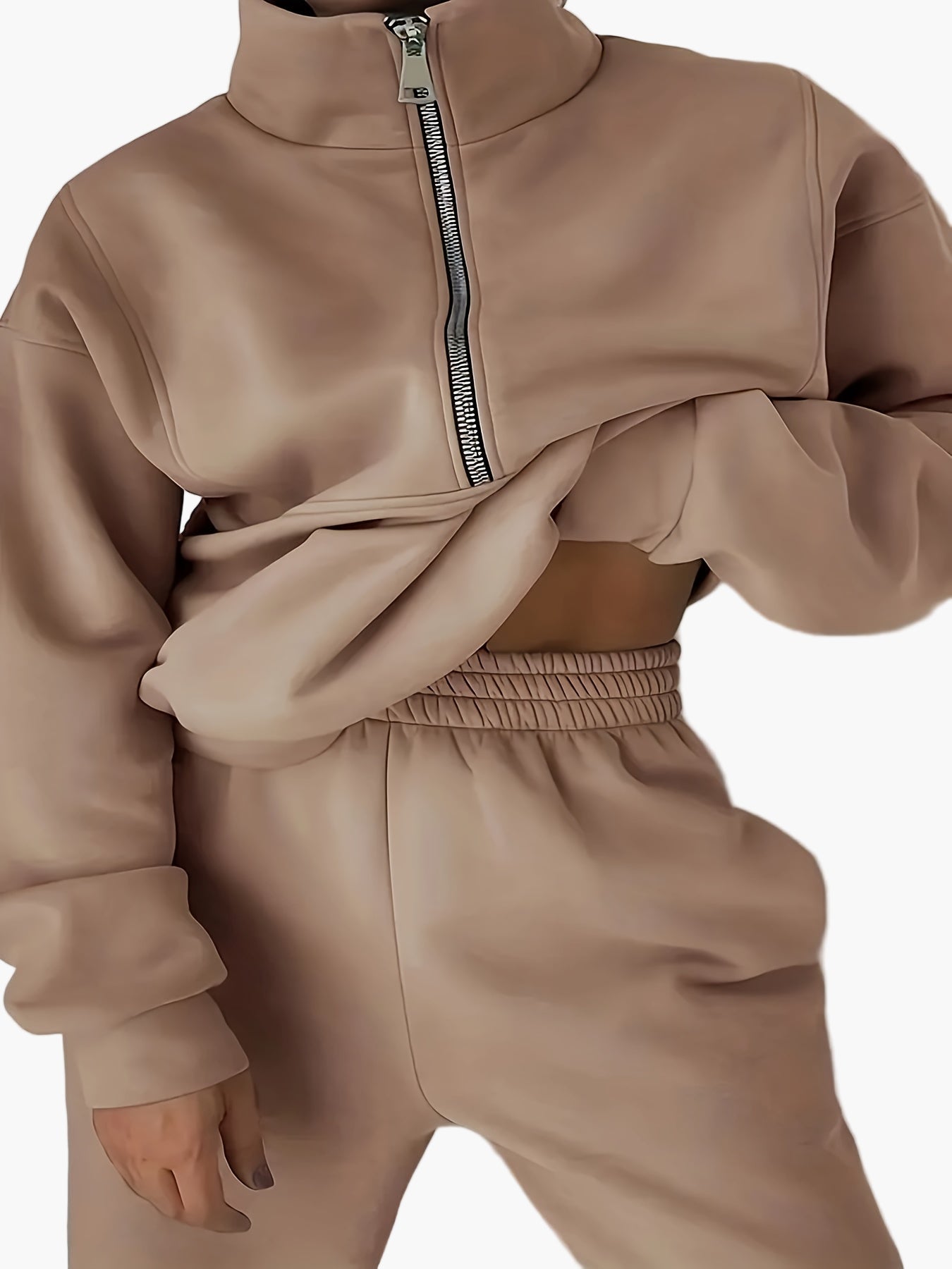 Dam Halvzip Sportig Sweatshirt med Modern Stand-up Krage – Perfekt för Träning och Vardag