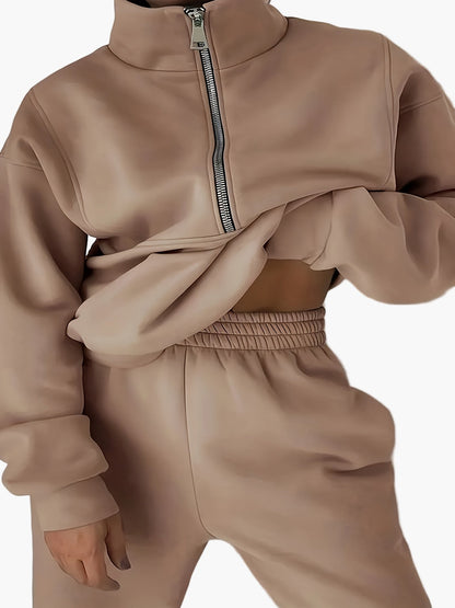 Dam Halvzip Sportig Sweatshirt med Modern Stand-up Krage – Perfekt för Träning och Vardag