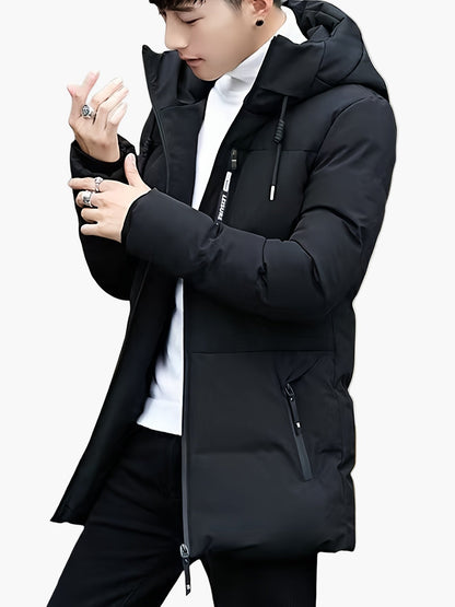 Herr Vinterjacka Med Huva – Lång, Modern, Varm & Praktisk För Vardagsbruk