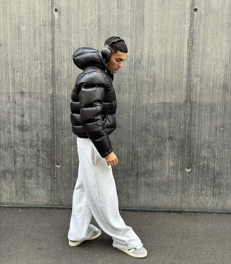 Herr Dunjacka Puffer för Vinter – Modern Streetwear med Vadderad Komfort och Praktisk Design