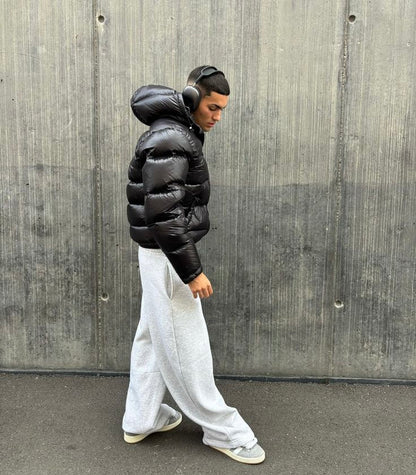 Herr Dunjacka Puffer för Vinter – Modern Streetwear med Vadderad Komfort och Praktisk Design