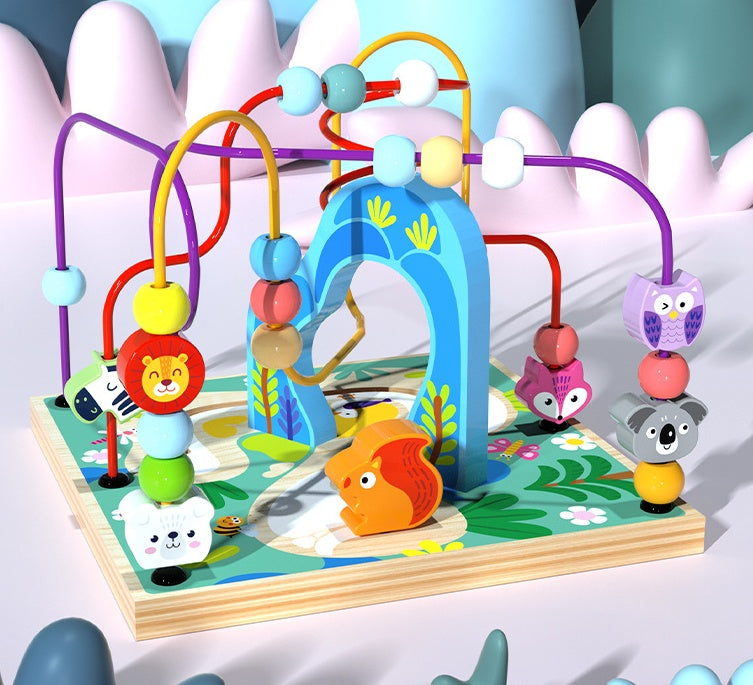 Pedagogisk aktivitetskubs leksak för barn – Utbildande multifunktionell träkub med bokstäver och former